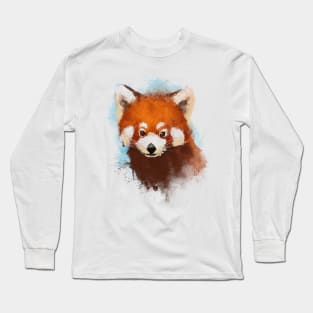 Red panda Ink Illustration - Fluffy Cute Animal - Nature Forest Long Sleeve T-Shirt